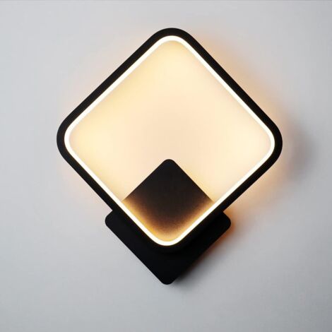 Applique Murale Interieur LED 17W,Applique Murale Design Carré Noir,Blanc Chaud Blanc Naturel Blanc Froid Trois Modes D'éclairage,Lampe Murale pour Chambre Salon Escalier Couloir (1/5)