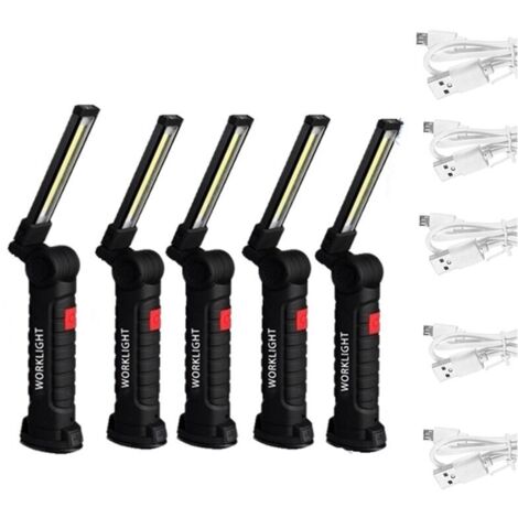 5Pcs Baladeuse de chantier  COB Lampes COB Torche Rechargeable Lampe de Travail d'Inspection Flexible (1/5)