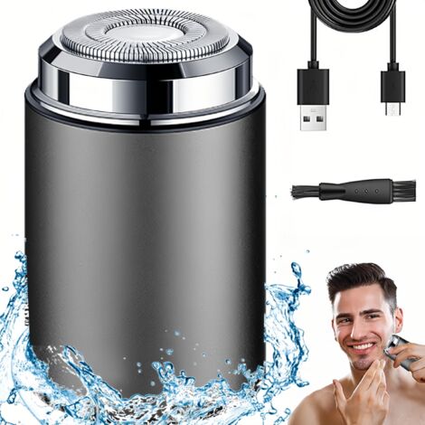 Rasoir électrique pour homme, étanche, multifonction, portable, silencieux, lavable, mini, nettoyage en profondeur, gris
