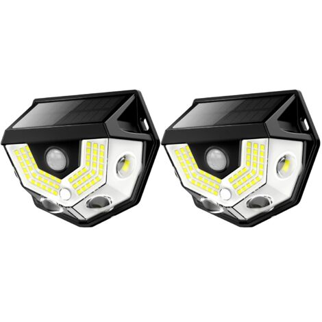 Lampe solaire à détecteur de mouvement, grand angle 270°, étanche IP65, éclairage de sécurité extérieur pour porte d'entrée, cour et garage (lot de 2) (1/5)