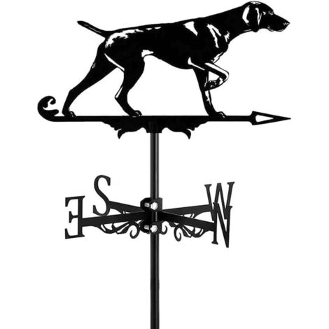 Girouette en métal Vintage Noir avec indicateur de Direction du Vent pour extérieur, Jardin, Toit, Paddock décoration (Chien) (1/5)