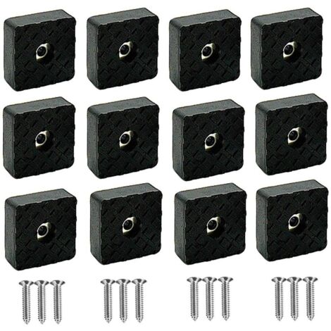 Lot de 16 patins de protection en silicone noir pour pieds de meubles, tampons élastiques en caoutchouc antidérapants pour pieds de meubles et chaises avec vis (30 x 30 x 10 mm) (1/5)