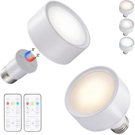 Lot de 2 lampes LED à piles pour applique murale intérieure E27, télécommande et contrôle tactile avec E27 et pièce en fer pour salon, chambre à coucher, escalier, couloir, applique murale (1/5)