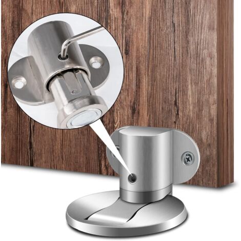 Lot De 5 Butées De Porte Magnétiques Invisibles Ultra-minces - Argent, Installation Sans Perçage