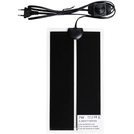 Tapis Chauffant pour Terrarium, 15 X 28CM Tapis Chauffant, Tapis Chauffant Terrarium, Tapis Chauffant pour Reptile, température réglable (0-35 degrés) Fiche européenne (7W, 220V-240V) (1/5)