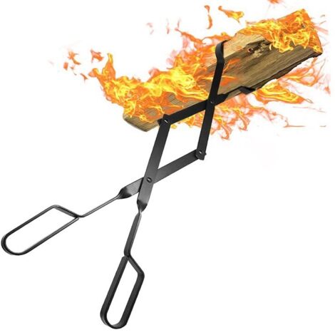 Pince à cheminée 66 cm avec poignées À toute épreuve pince à feu Intérieur Poêle à bois Fer forgé pince pour feu De plein air Pince à bûches de bois pour Feu de camp Foyer Outils (1/5)