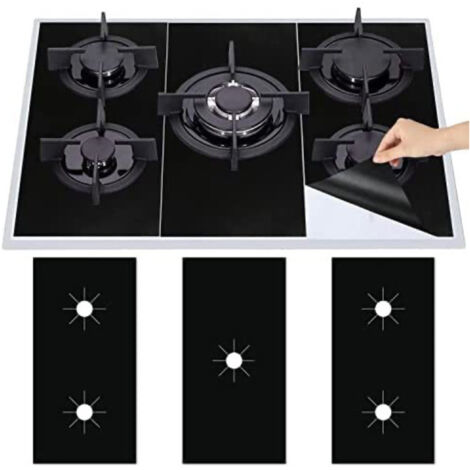 3Pcs Plaque de Cuisson à Gaz Protection en Téflon, Tapis de Cuisinière à Gaziniere Gaz Réutilisables, Protection d'écran Anti-adhésif, Nettoyage Rapide (1/5)