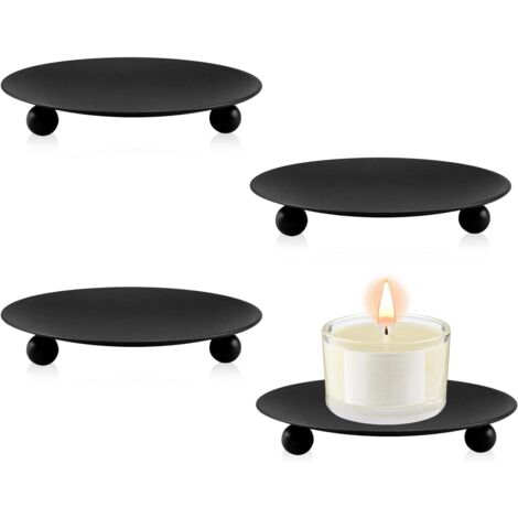 4 Pièces Bougeoir Support Chandelier Table à Bougies en Métal Rétro pour Bougies Piliers Votives Noël Halloween Décoration Intérieur (Noir) (1/5)