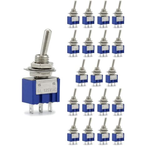 20 interrupteurs à bascule - Mini interrupteur - 125 V 6 A - ON-ON - 3 broches 2 positions - Interrupteur à bascule 12 V - Convient aux voitures, camions et applications marines - MTS102 (1/5)