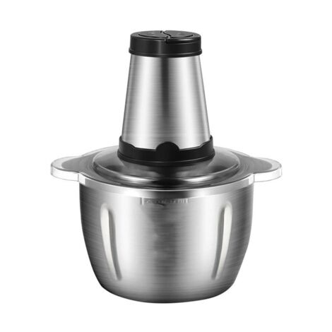 Robot culinaire électrique de 250 W avec 2 vitesses, 4 lames en acier inoxydable, bol de 2 L en acier inoxydable, conception anti-éclaboussures, traitement rapide des légumes, de la viande (1/5)