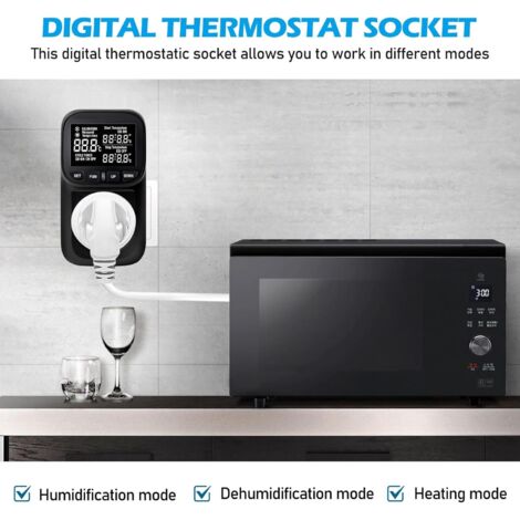 KETOTEK Prise Thermostat Regulateur de Temperature Numerique 220V Chauffage Refroidissement avec Sonde, pour Frigo Incubateur - Bricolage