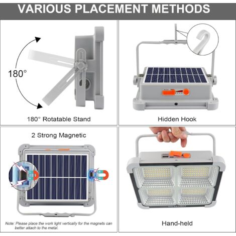 Projecteur solaire extérieur portable, LED 5000W - Test et Avis