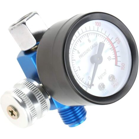 Régulateur de pression d'air pour pistolet à peinture, 1/4 pouce Régulateur de pression avec manomètre pour Compresseurs d'air et outils à air, 0-10BAR 0-150PSI (1/5)
