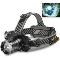 Nouveau Lampe Frontale Rechargeable - Zoom Variable, IPX7 Étanche, Commande Tactile - Idéal pour Course à Pied, Pêche, Camping, Promenade de Chien (Noir)