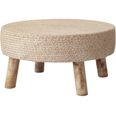 MESA AUXILIAR MADERA NATURAL Y YUTE CRIS 60X60X30CM