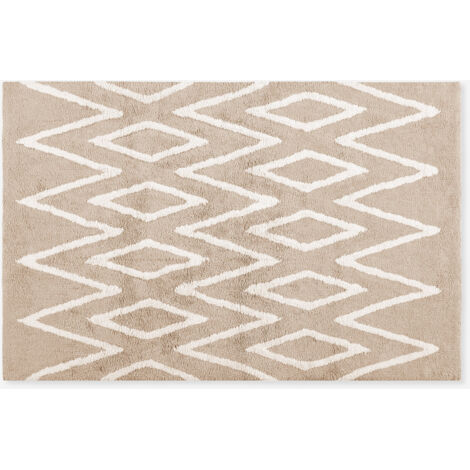 ALFOMBRAALFOMBRA ALGODÓN LAVABLE ZIGZAG BEIGE 80X120
