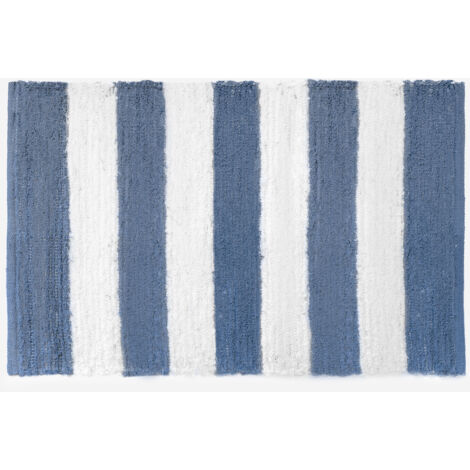 ALFOMBRA ALGODÓN RAYAS AZUL 60x90 CM