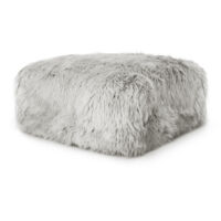 PUFF PELO LARGO SUAVE GRIS 60X60X20CM