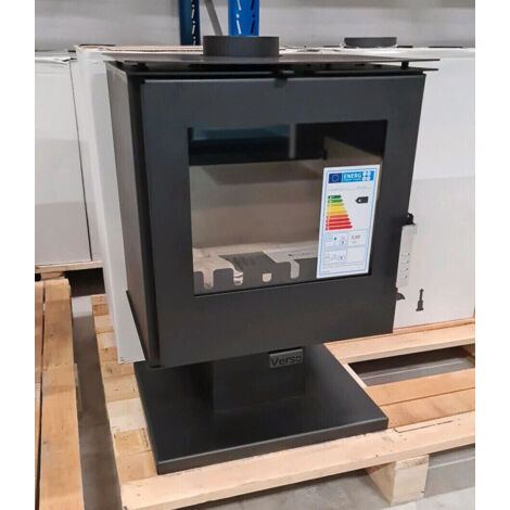 Poêle à bois 5 kW – Volume chauffable 70-100 m³ – Rendement 80,2 % – Température des fumées 204 °C – Dimensions 510x420x790 mm – Verso