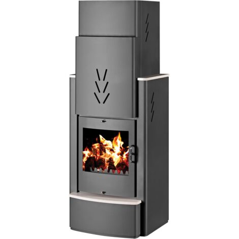 V05 – Poêle à bois 16 kW – Puissance 16 kW – Rendement 76,87 % – Évacuation fumées Ø150 mm – Revêtement pierre naturelle