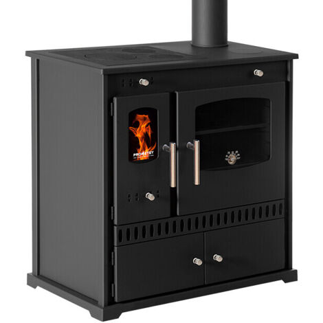 Prometey – Cuisinière à bois 7 kW – Efficacité A+ – Plaque en fonte – Surface de chauffe 30-80 m² – Dimensions 814x467x800 mm