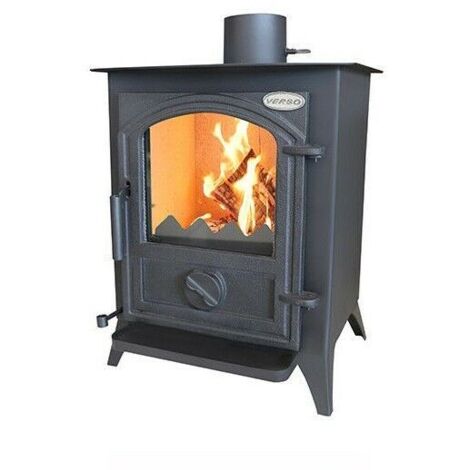 Poêle à bois 7,5 kW – Pour espaces de 70 à 100 m³ – Rendement 80,2 % – Évacuation fumées Ø 130 mm – Porte en fonte durable – Verso (1/5)