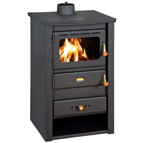 Poêle à bois Prity K22 CP – 10,4 kW, Noir Graphite, Plaque supérieure en fonte, Classe A