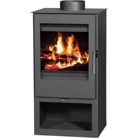 V05 – Poêle à bois 5 kW – Classe énergétique A – Rendement 80,01 % – Sortie des fumées Ø150 mm – Dimensions compactes 384x386x763 mm (1/3)