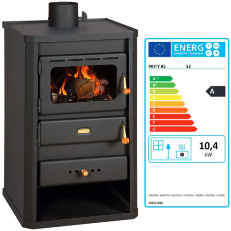Poêle à bois Prity S2 – 10,4 kW, Noir Graphite, Classe A, Design Compact (1/5)