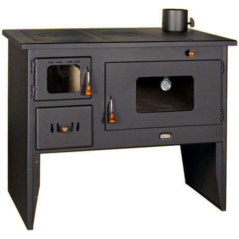 Prity – Poêle à bois 16 kW avec four et thermomètre – Rendement 75% – Classe A – Plaque de cuisson en métal – Pour grandes pièces et cuisines rustiques (1/5)