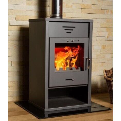 V05 – Poêle à bois 15 kW – Rendement 76,87 % – Émissions CO 0,0907 % – Pour grands espaces – Diamètre sortie fumées 150 mm