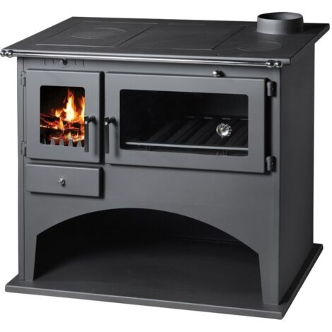 V05 – Cuisinière à bois 10,5 kW – Plaque métal – Classe A – Rendement 67% – Pour grands espaces – Émissions CO 1146 mg/Nm³