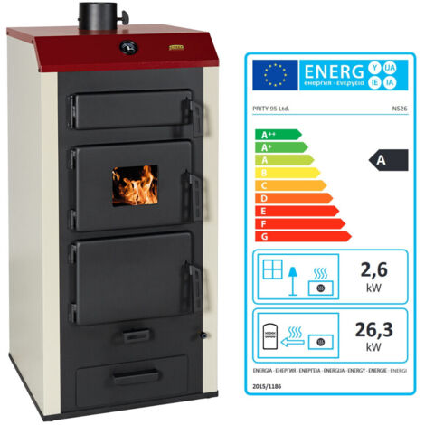 Holzofen Prity NS26 mit Wärmetauscher – 28,9 kW – Energieklasse A – Stahlverkleidung