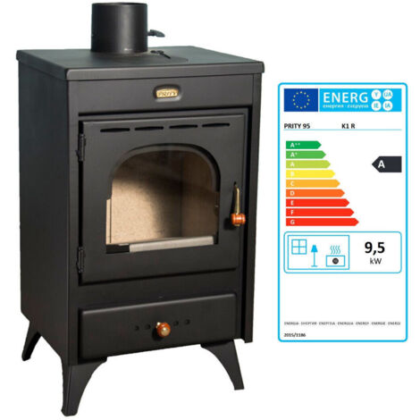 Holzofen Prity K1 R – 9,5 kW, Kompakt, Graphitschwarz, Energieklasse A
