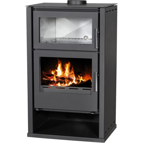 Holzofen Modena F-W mit Backfach aus Edelstahl – 11,53 kW – Energieklasse A – Stahlverkleidung – Rauchrohr Ø150 mm