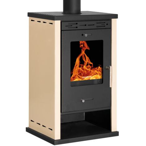 Holzofen Prometey Eco 3 – 8,5 kW – Seitenteile elfenbeinfarben, leistungsstark und effizient – Energieklasse A