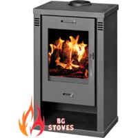 Holzofen V05 Rubin Lux – 13 kW – Elfenbeinfarben lackierte Seitenwände und große Panoramafrontscheibe – Energieklasse A