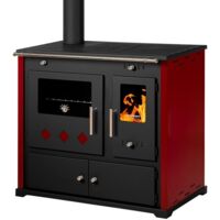Holzherd Prometey Pr. Lux Eco – 9,5 kW – Gussplatte, elegantes Design, Energieeffizienz und Rauchrohr links – Energieklasse A
