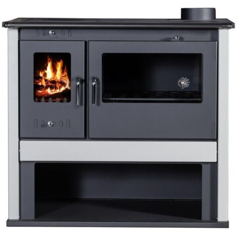 Cocina de leña V05 Viki Lux - 10,5 kW  Placa superior metálica, paneles laterales color marfil y diseño funcional