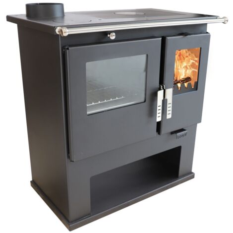 EEK A+ – Estufa de leña Verso CS Inox 7,7 kW con horno de acero inoxidable a la izquierda (1/5)