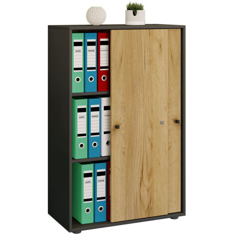 Portes coulissantes d'armoire de bureau Lona 3 plis 70x111x40 - VCM (1/3)
