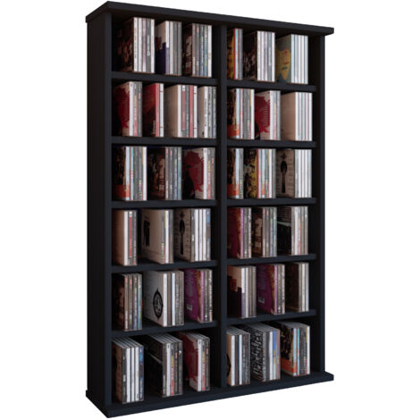 Etagère CD/DVD média Ronul H. 92 x L. 60 x P. 18 cm Noir