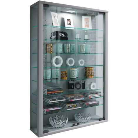 Ebuy24 – Vitrine murale Vitrosa H. 91 cm – L. 59 cm – P. 18 cm – Structure en bois et verre de sécurité ESG – Élégante pour décoration