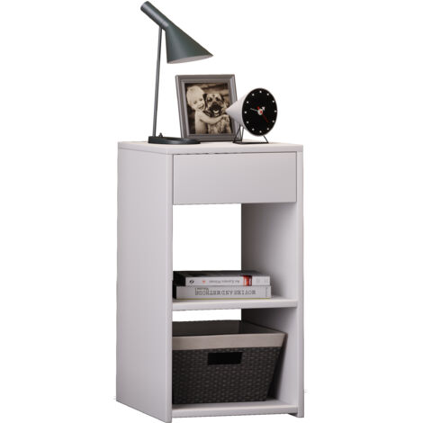 Table de nuit Sledo H. 65 x L. 35 x P. 35 cm Blanc (1/3)