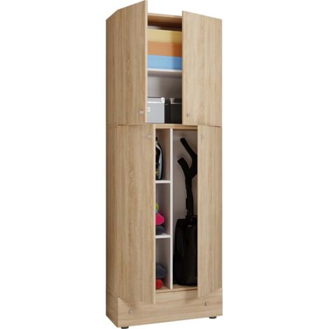 Armoire de nettoyage d'armoire de balai en bois Lona S 200x70x39 - VCM (1/3)