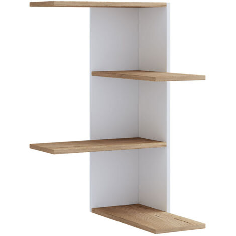 Ebuy24 – Rayon mural Balos H. 77 cm – Étagère en bois – L. 45 cm – P. 45 cm – Assemblage mural rapide – Rangement CD/DVD/livres (1/4)