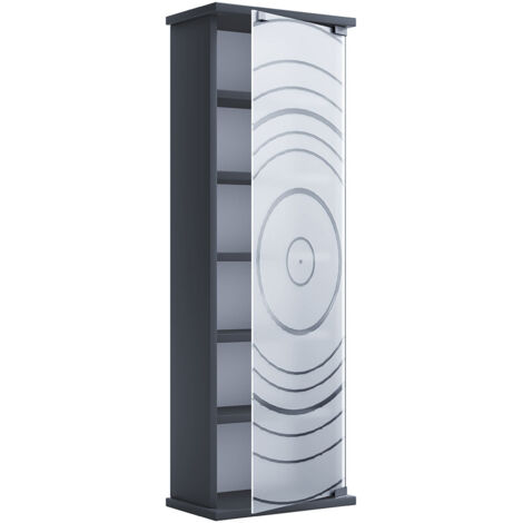 Ebuy24 – Étagère CD/DVD média Tilano H. 92 cm – L. 31 cm – P. 18 cm – 5 étagères en bois – Capacité 150 CD ou 65 DVD – Design anthracite moderne