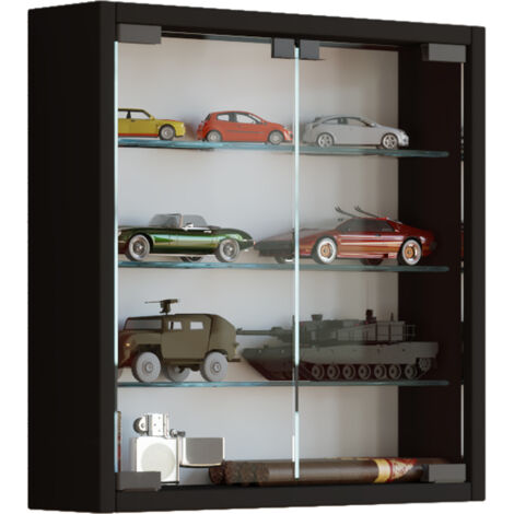 Ebuy24 – Vitrine murale Mandosa 40 x 40 x 10 cm – 2 portes vitrées – Noir – Design moderne pour intérieur chic