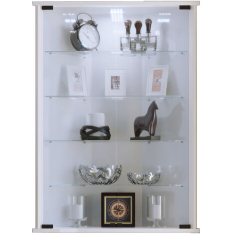 Ebuy24 – Meuble d'affichage mural Eckvitrine Vecko H. 88 x B. 67 x T. 23 cm – Verre de sécurité ESG – Montage mural rapide – Design intemporel