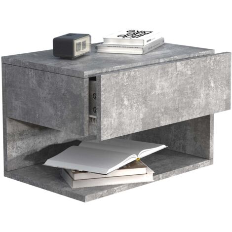 Table de chevet suspendue murale en bois Usal XL 45cm 30x45x32 - VCM (1/5)